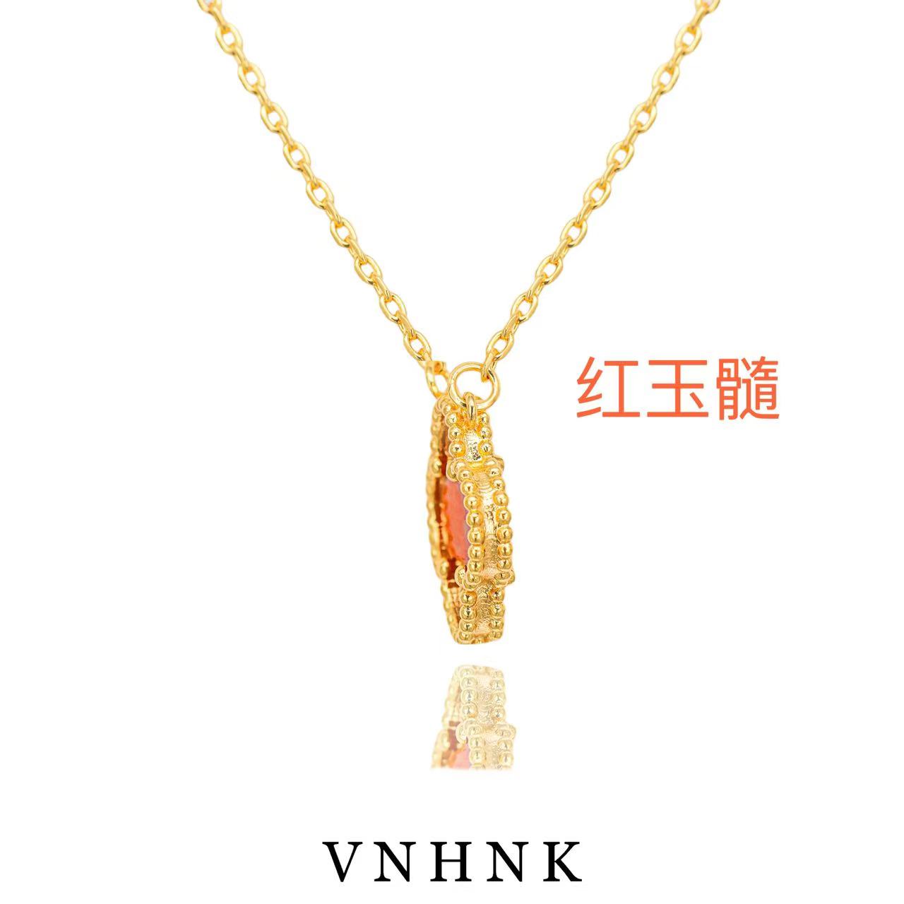 美可儿   B386   金色(48cm)时尚气质红色玉髓项链