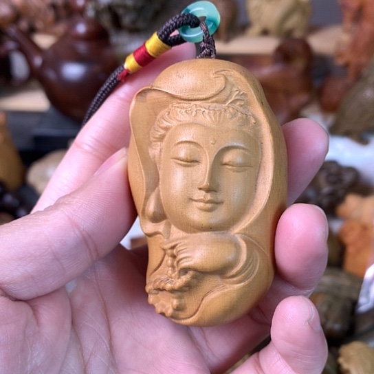 木无*黄杨木雕观音手把件