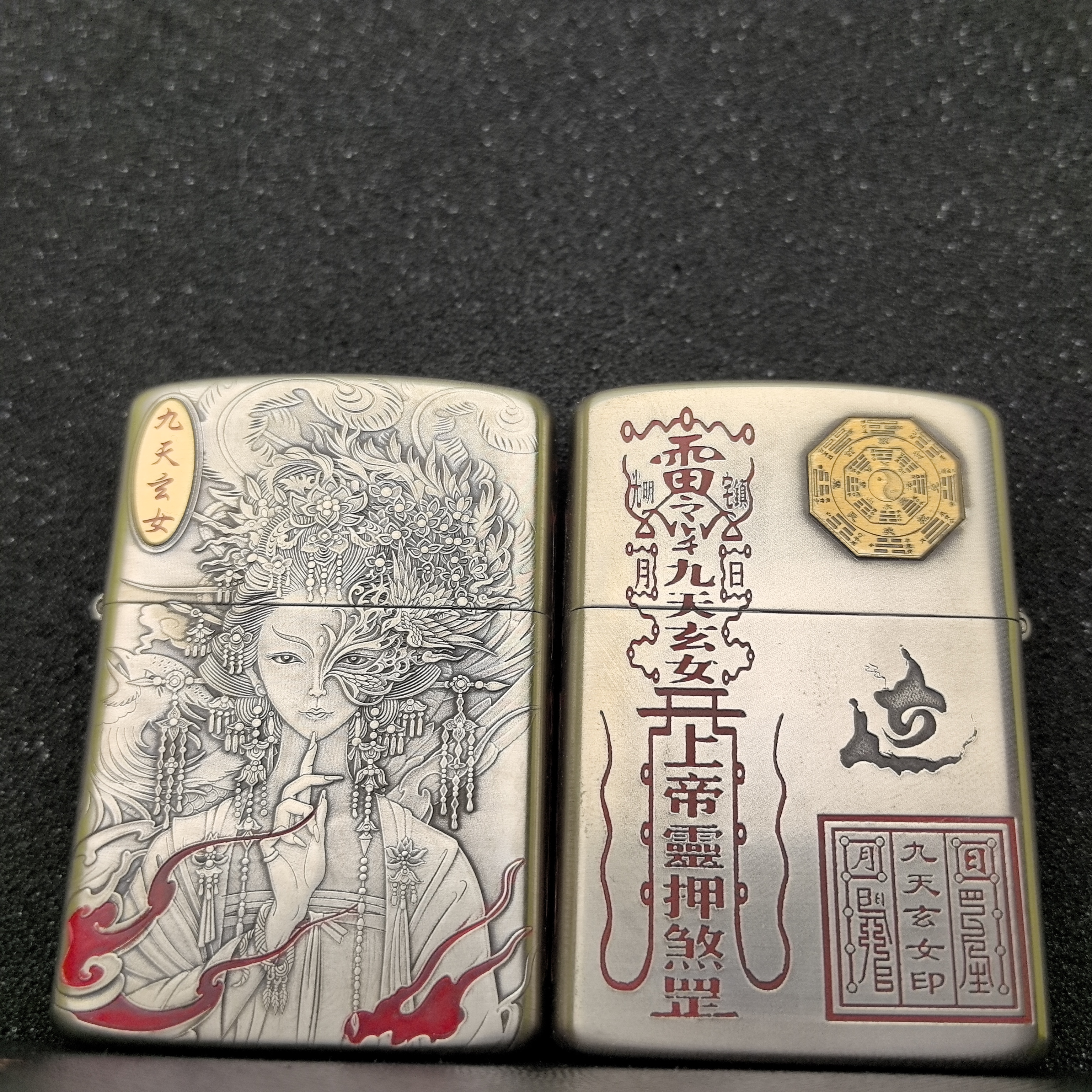 ZORRO2代902S盔甲(九天玄女)双面浮雕镶嵌煤油打火机[欣琪工作室]
