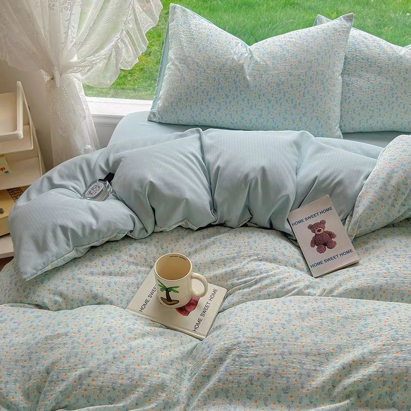 孤品双人被套单人被套小清新透气柔软亲肤简约时尚双层纱
