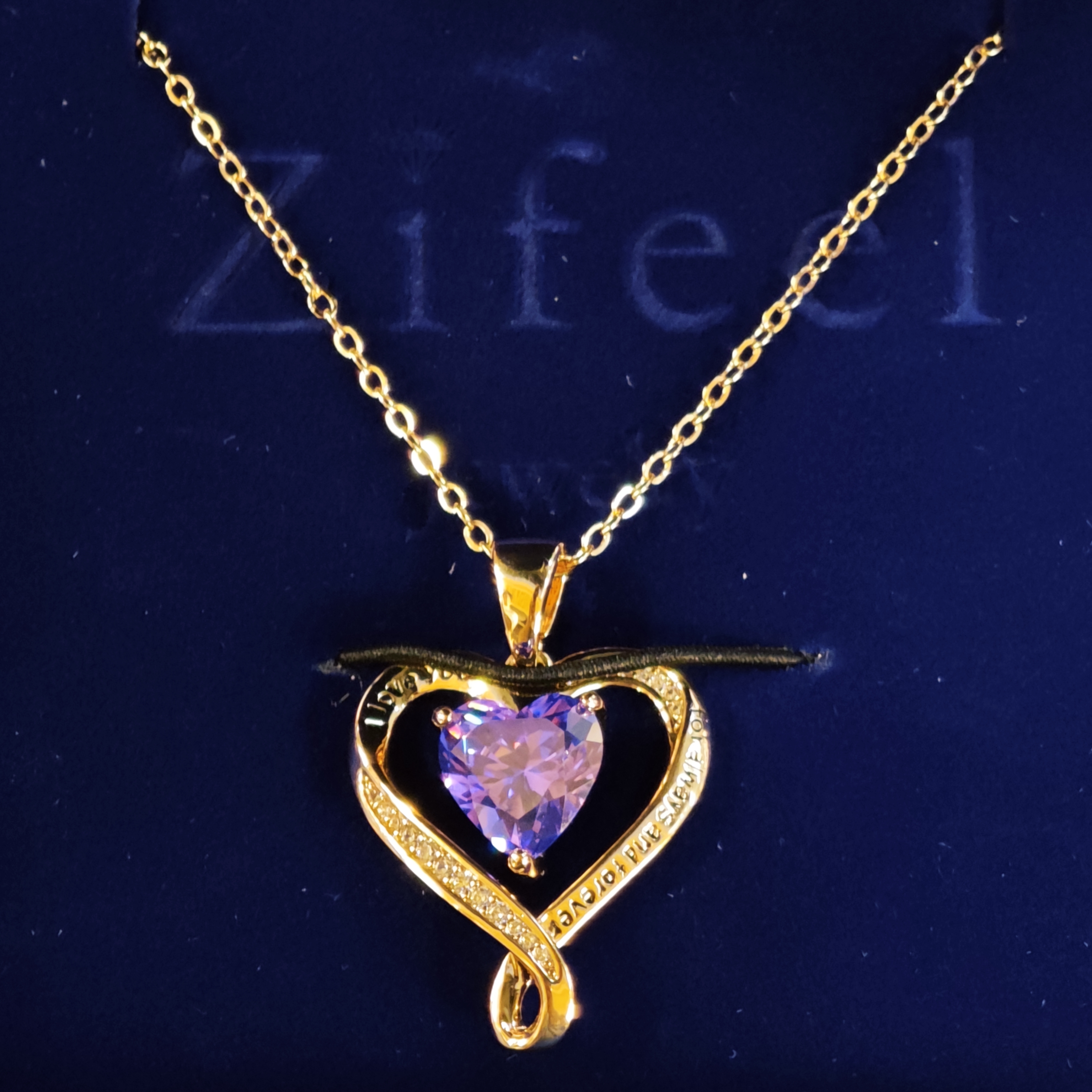 不锈钢仿水晶项链 【XC-2356】紫色爱心项链