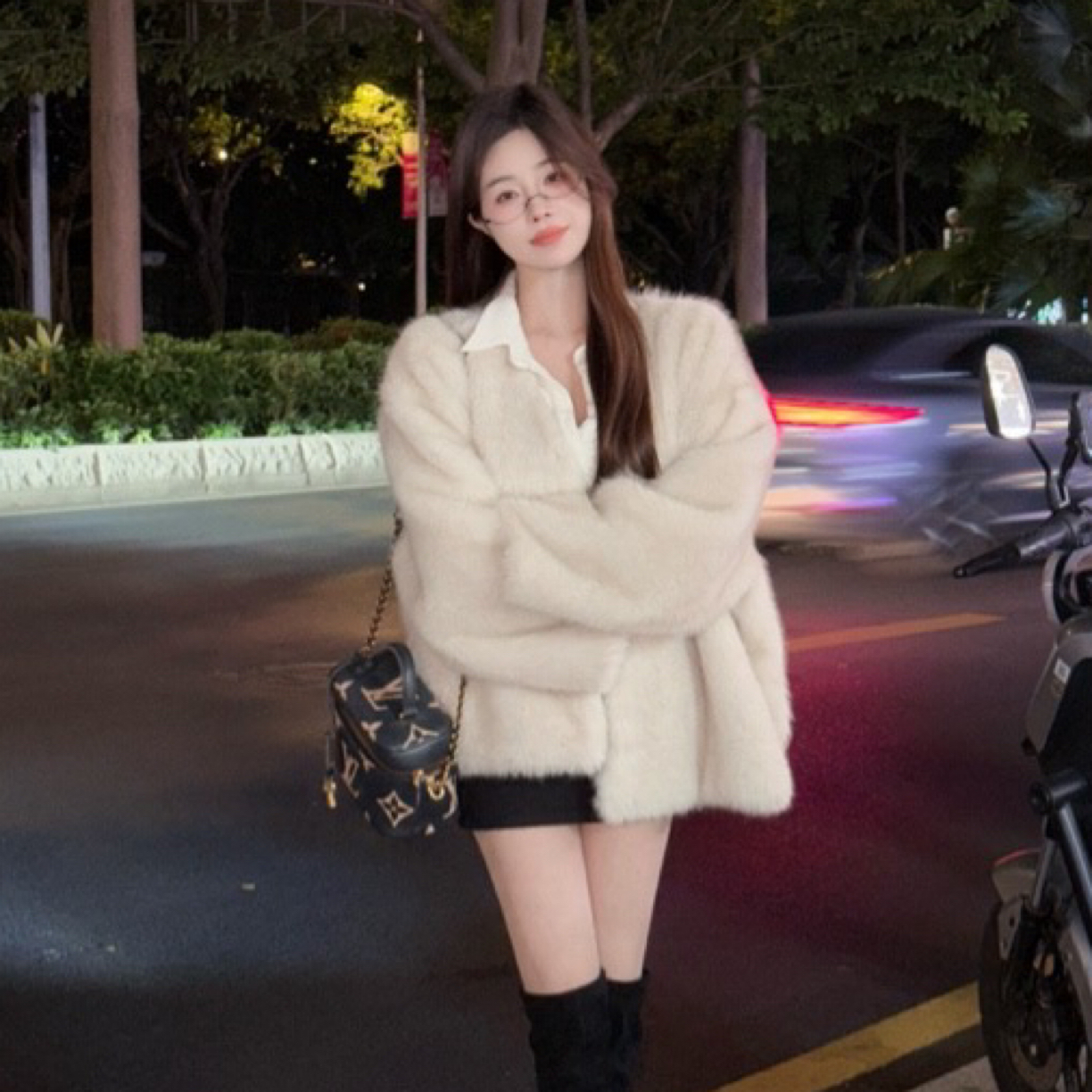 人造皮草 【巴黎日记】7571＃气质毛毛松弛感百搭秋冬保暖外套