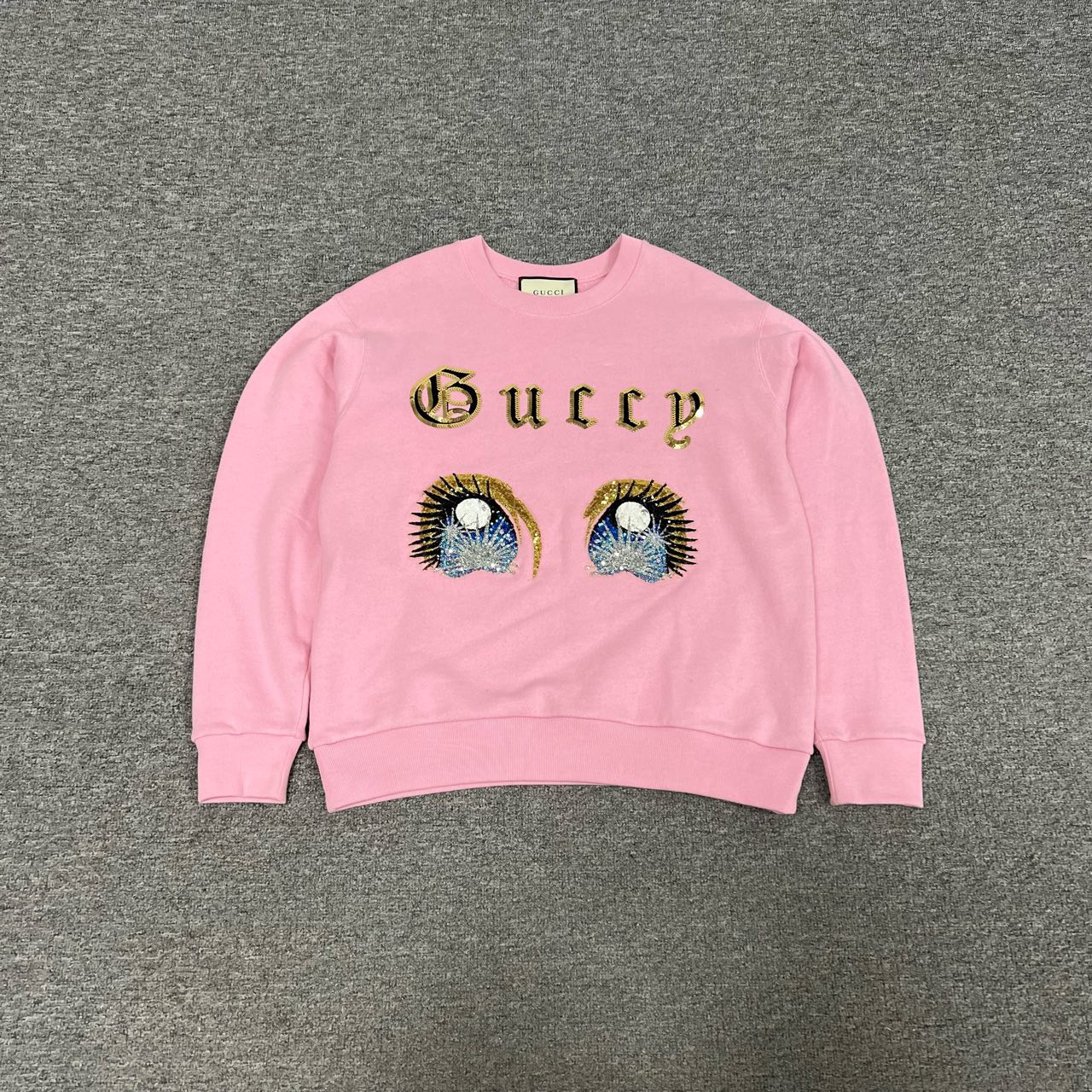 99新 GUCCI/古驰 粉色 胸口闪片大眼睛 闪片logo xs码 卫衣 