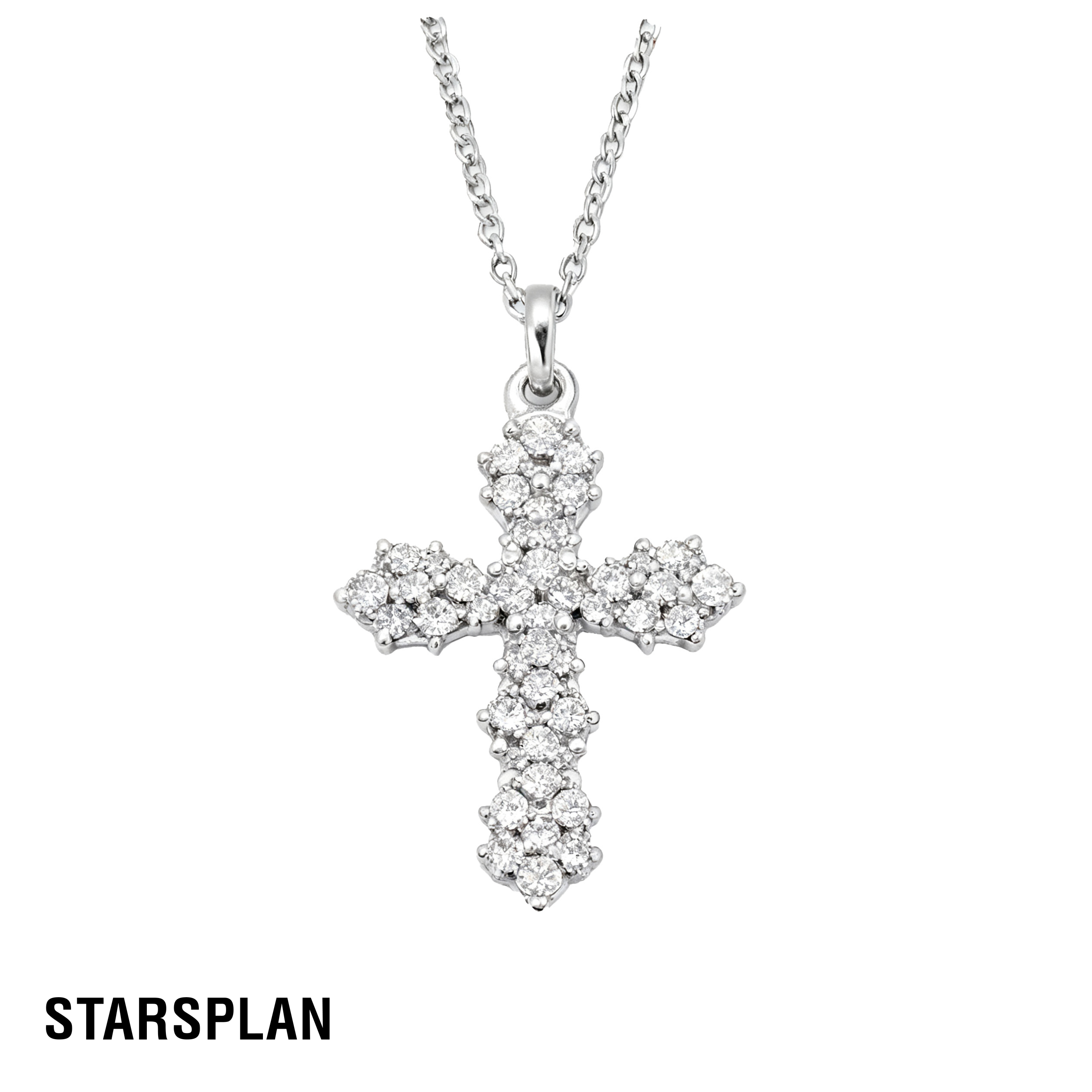 铜合金锆石项链 星际划锆石拼花十字架项链轻奢显脸小送女友