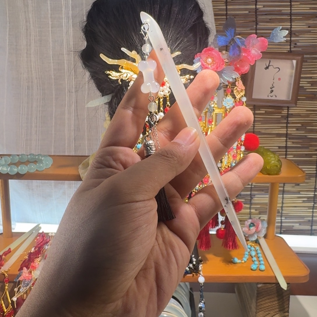 零***⁶蛇纹石玉合金发饰