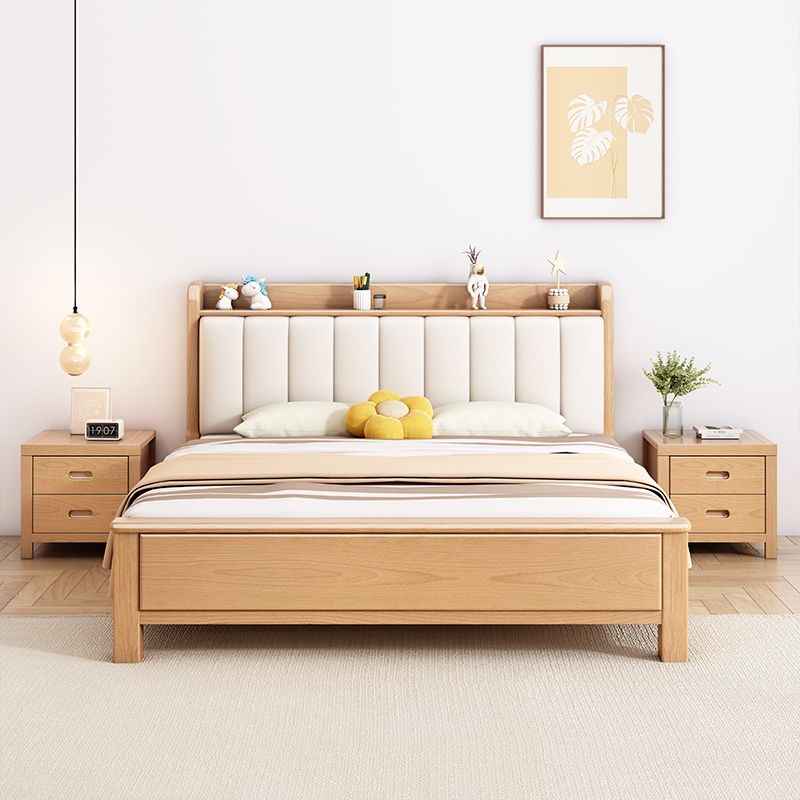 进口榉木床软靠带灯充电1.8m双人床1.2m儿童床1.5m家用主卧高箱床