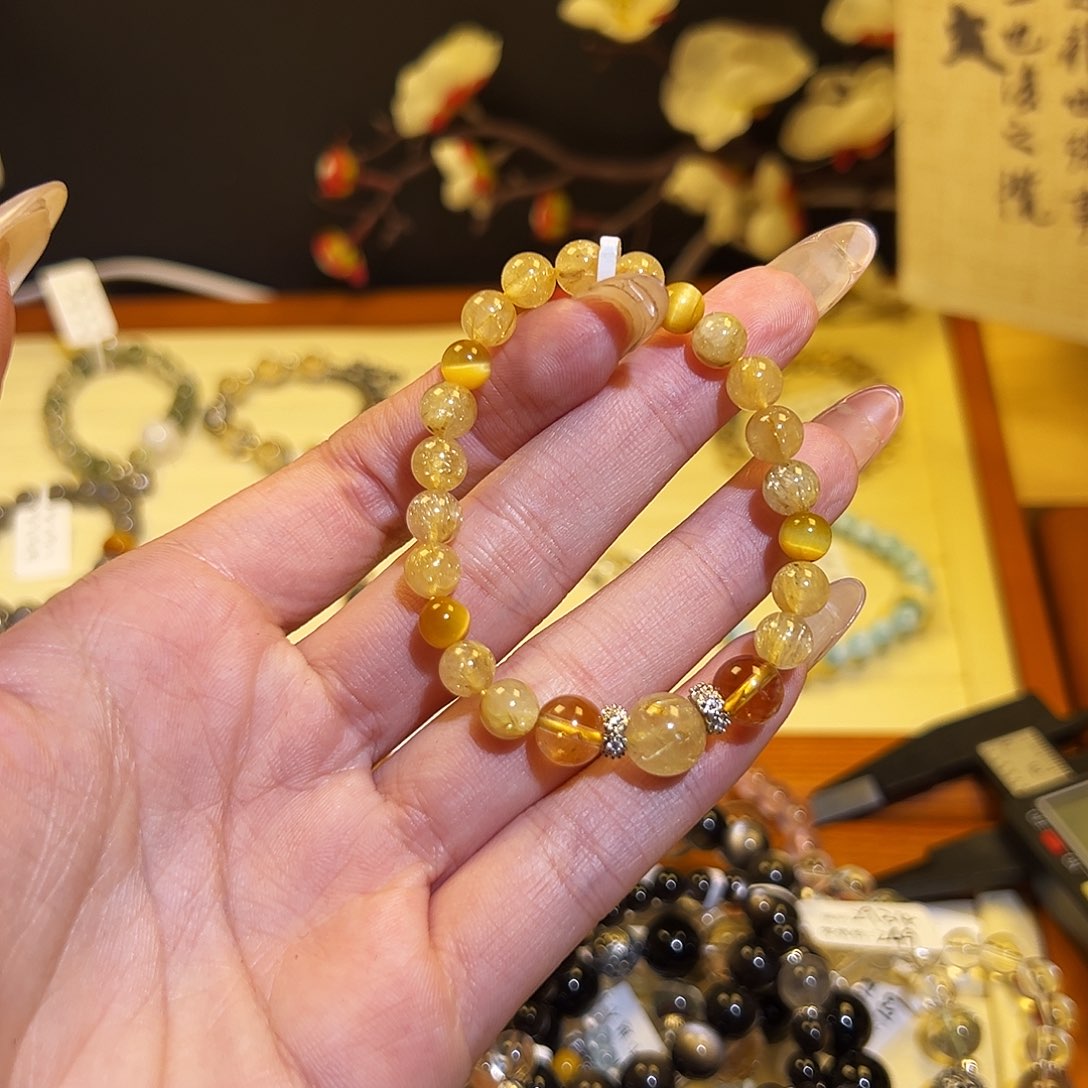 水晶手链银S925镶嵌-金发1332