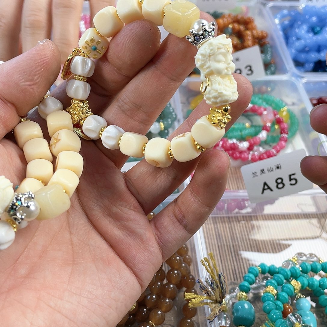 檀香木手串银S925镀金镶嵌