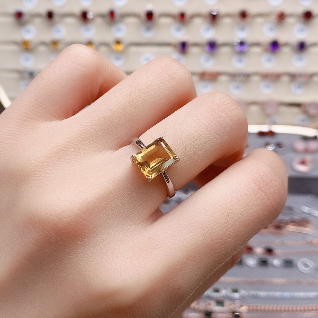 水晶戒指银S925镶嵌戒指