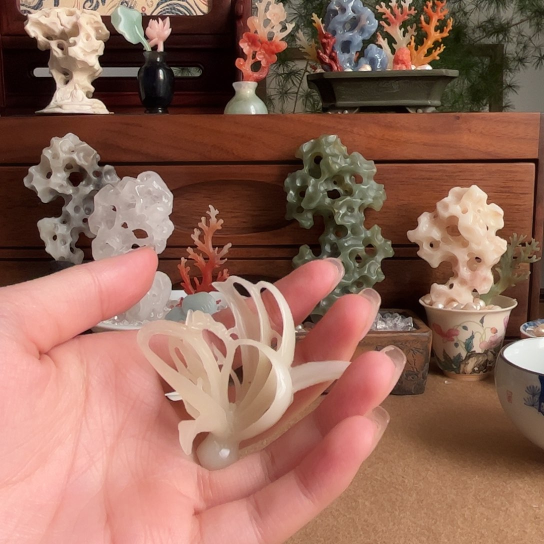 墨***薇印石昌化石兰花石雕