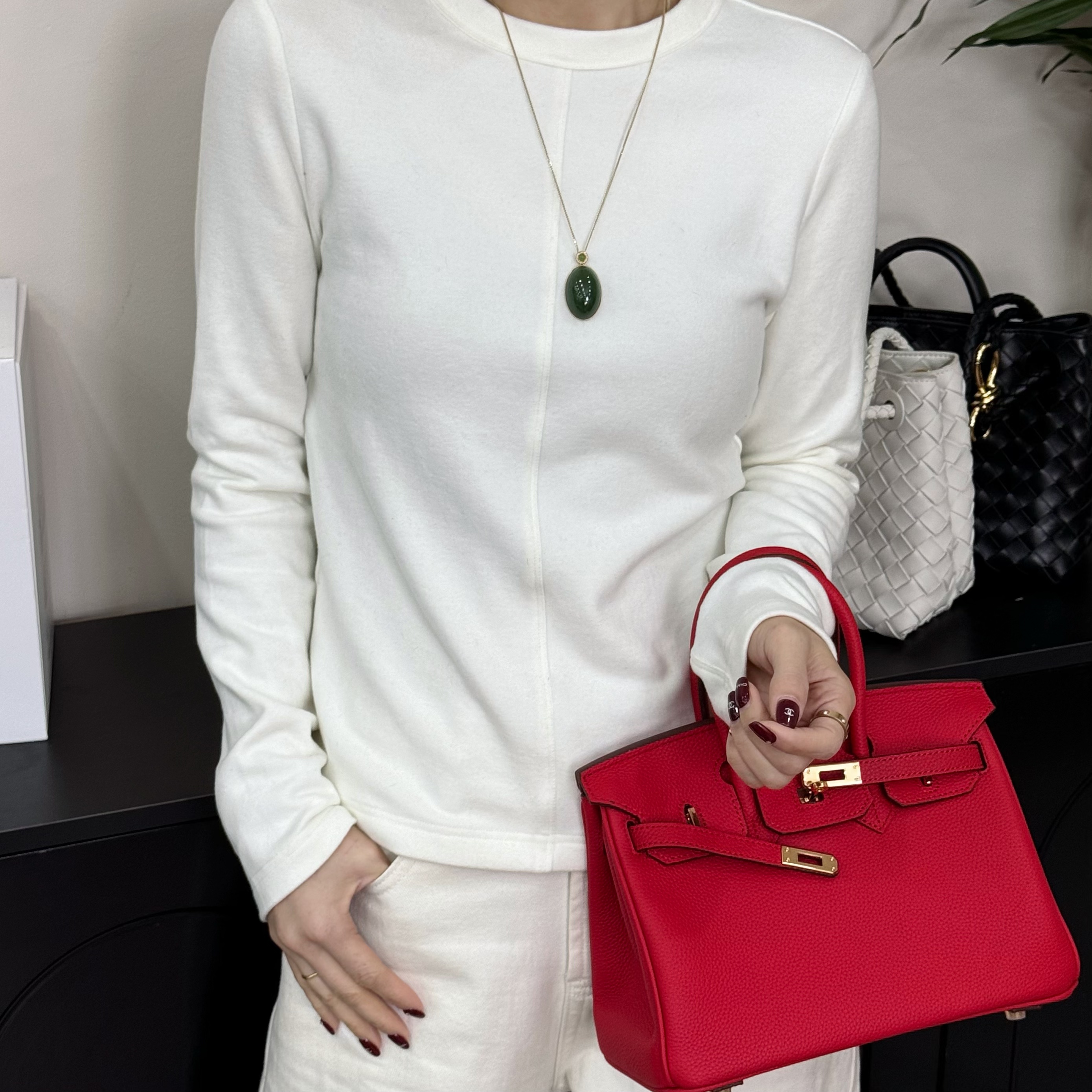 【QIANDING】  "天丝打底"羊毛混纺舒适长袖T恤255353