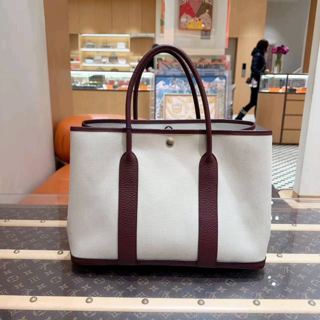 未使用 Hermes/爱马仕 Garden party 花园36 爱马仕红银扣 帆