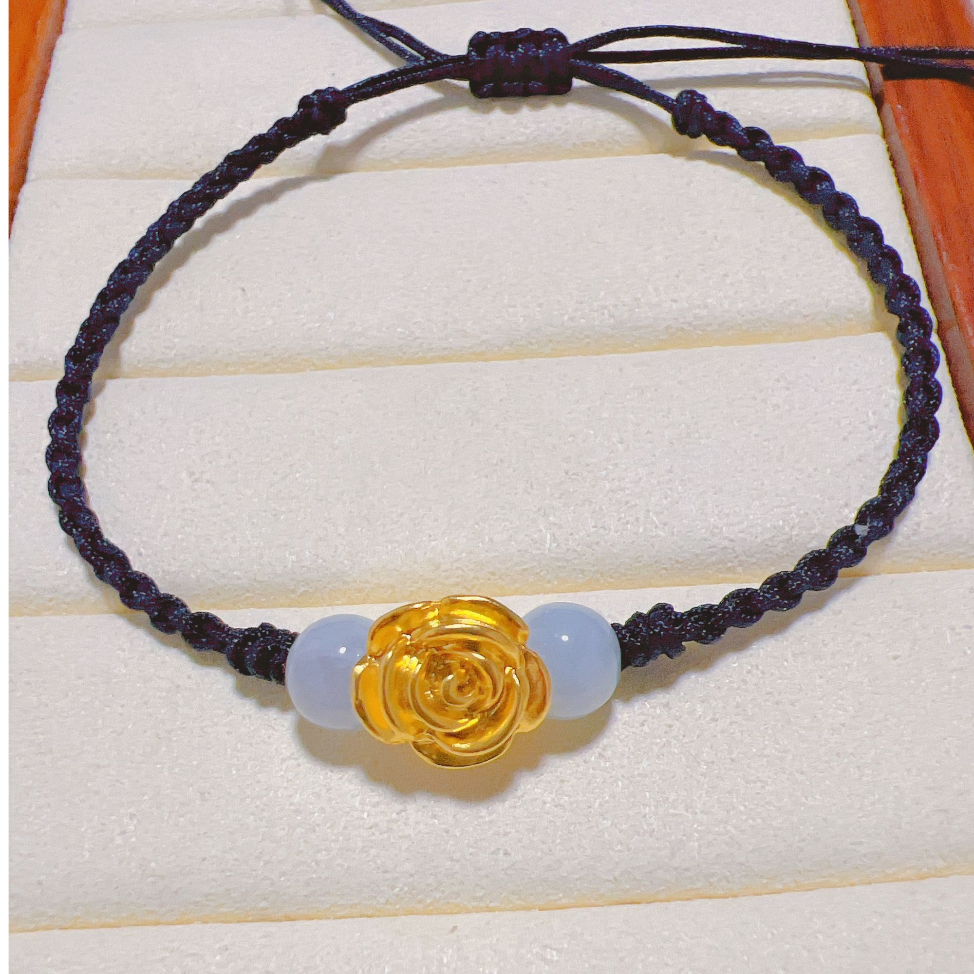 足金玫瑰花手串手工时尚手编