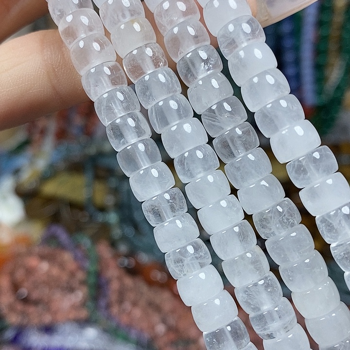 玛瑙/玉髓未镶嵌珠宝半成品天然白水晶隔片卡7mm一条