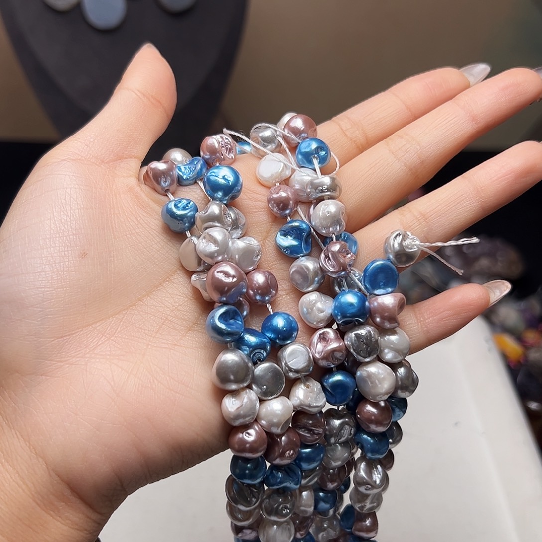玛瑙/玉髓合金珠宝半成品D218/贝珠一条