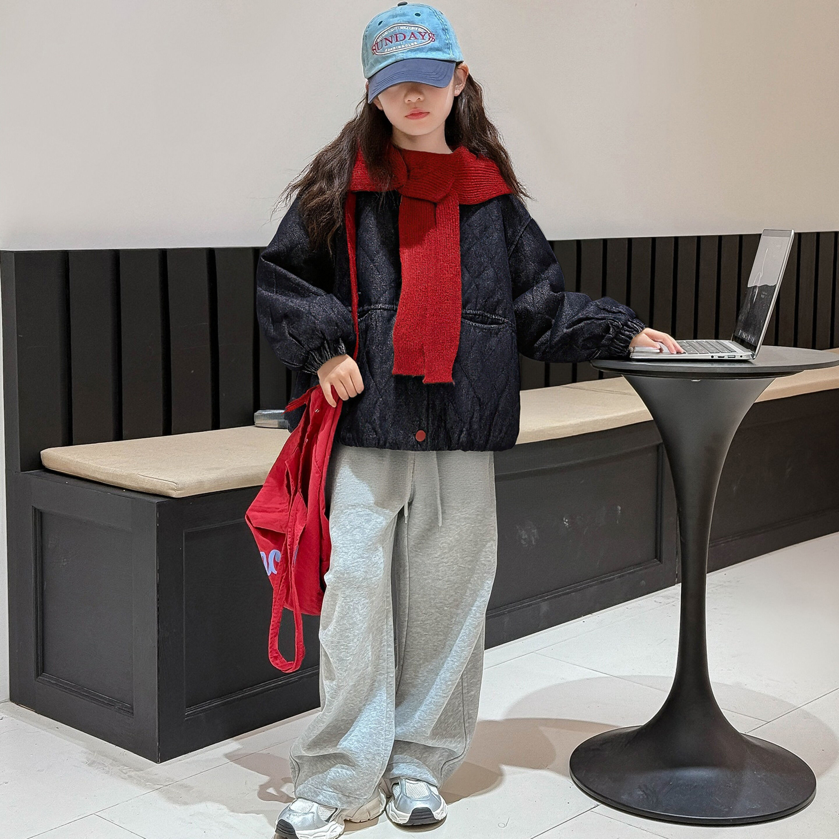 25WT157女童牛仔外套2025秋冬款新款加棉加厚青少年冬装大童夹克