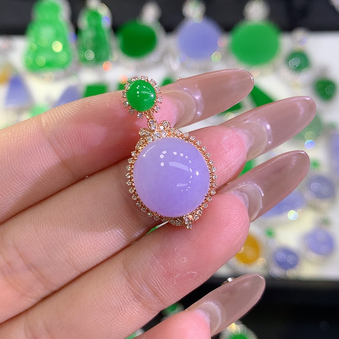 翡翠颈饰18K金镶嵌1111111111