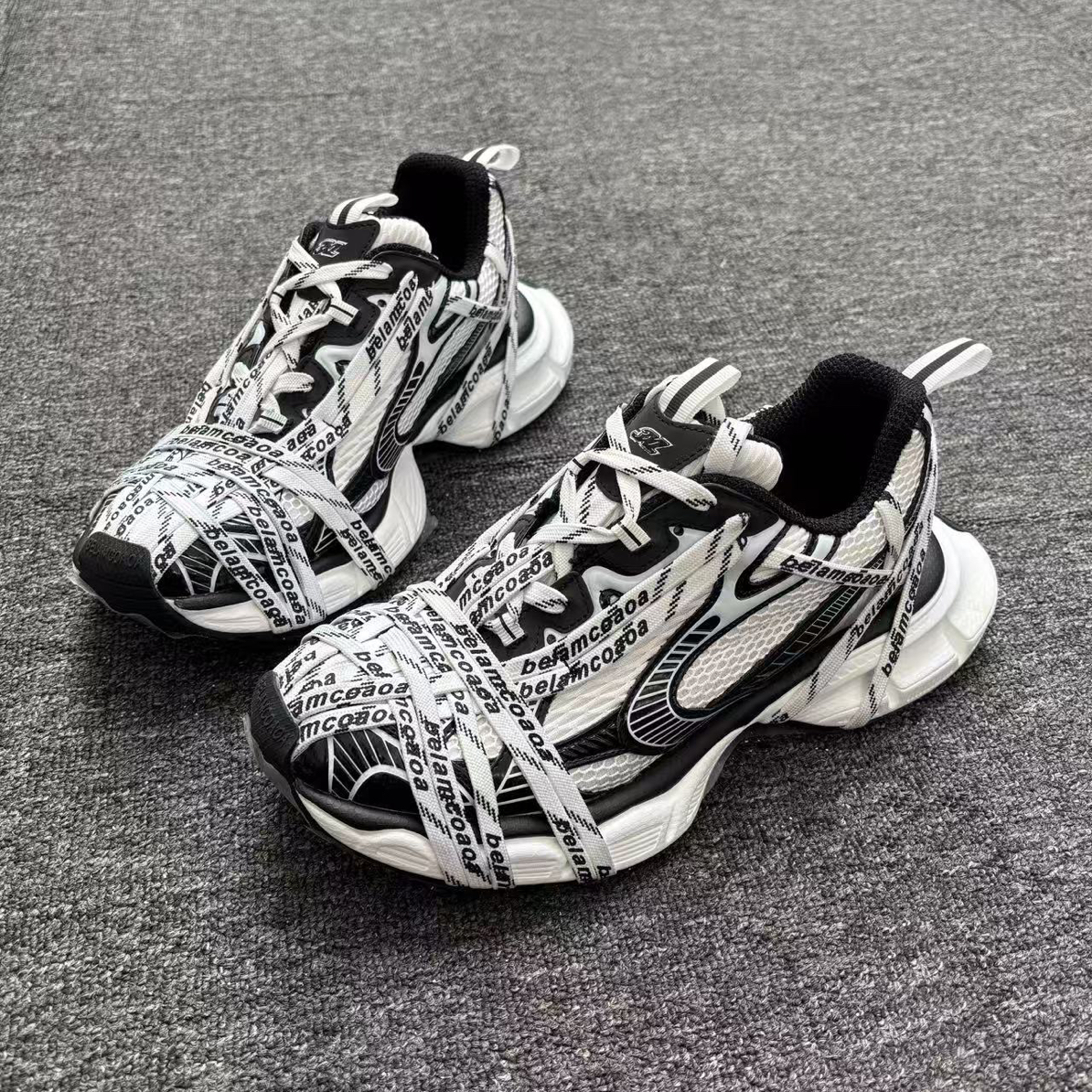 【MX阿信】2025新款B+潮流老爹蜘蛛绑带字母做旧耐磨厚底增高休闲鞋