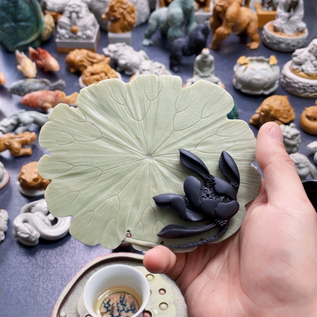 壶承荷花香插精品手工