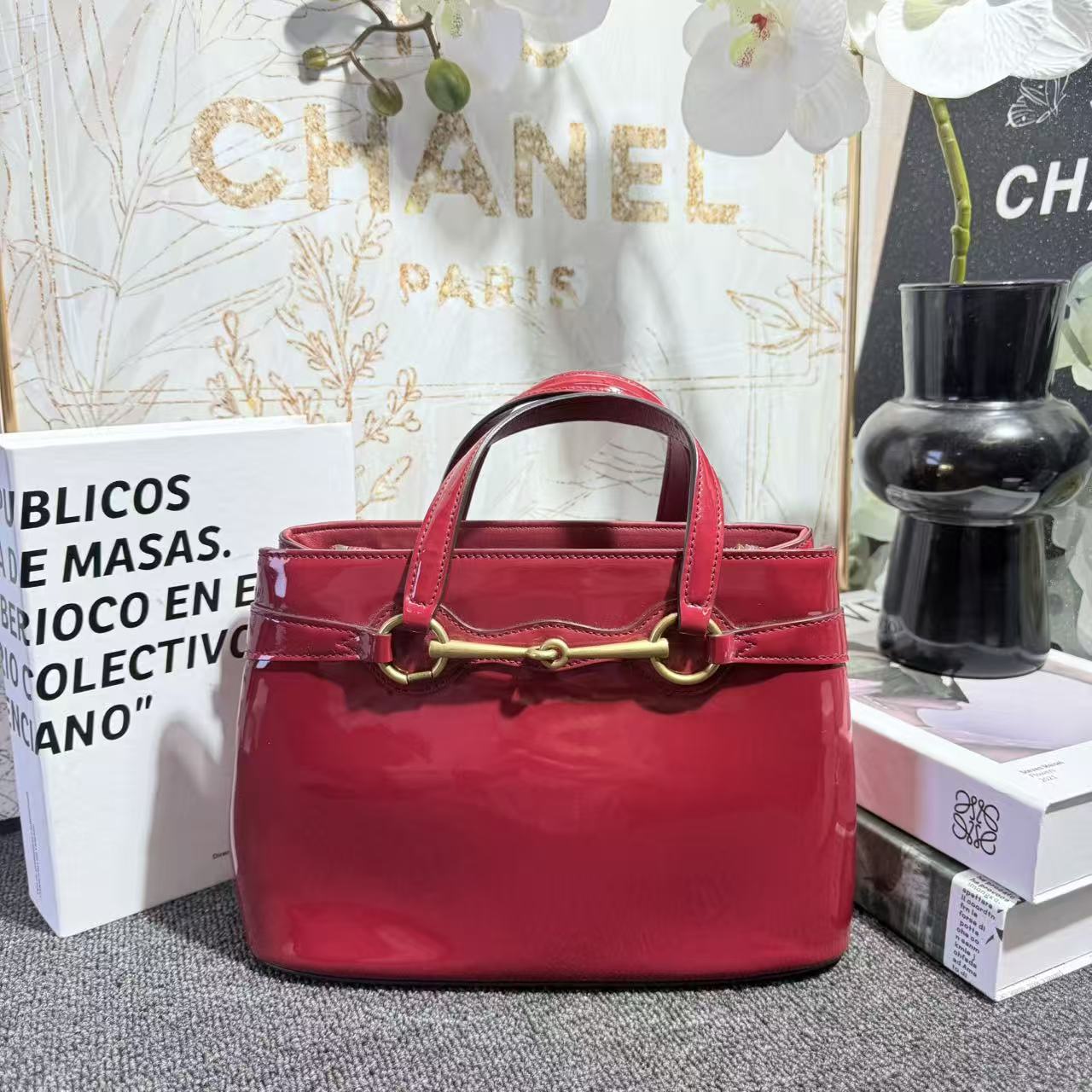 95新 GUCCI/古驰 古驰红色手提包G25101129尺寸26×17