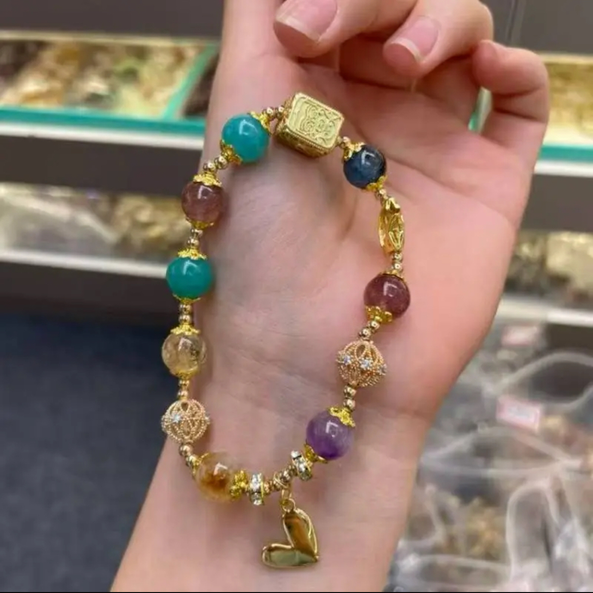 铜合金仿水晶手链 彩色首饰百搭手饰轻奢设计