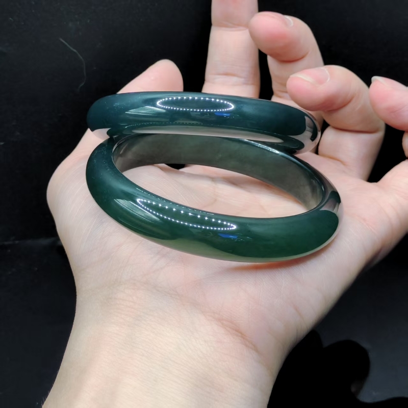 【李想精选】翡翠宽条手镯S16【多样性发其一】圈口53-65mm