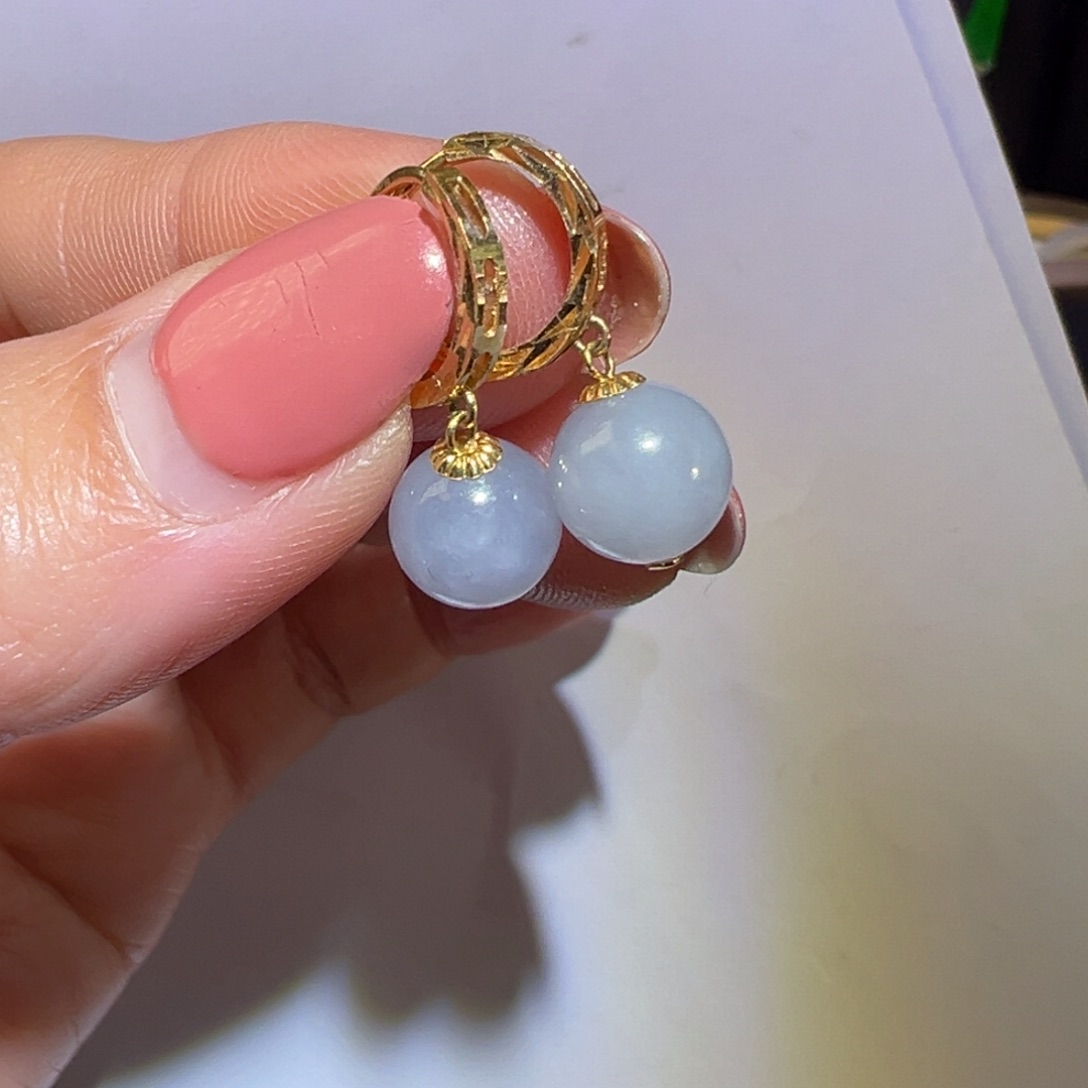 翡翠颈饰18K金镶嵌耳环