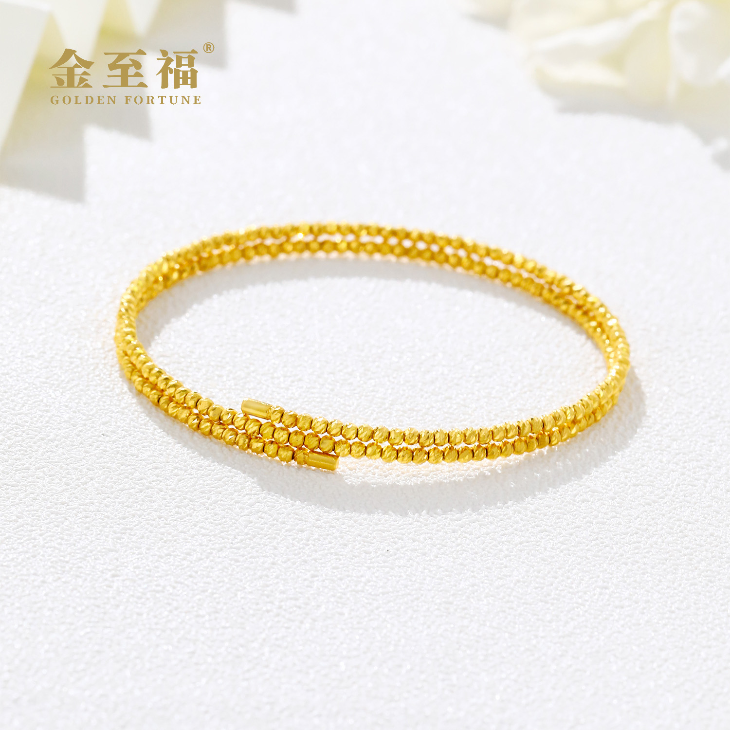 金至福足金5G爆闪珠弹力卓-双圈精美时尚潮流百搭个性小女人气质