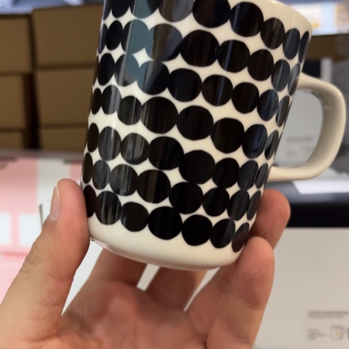 marimekko黑波点250ml马克