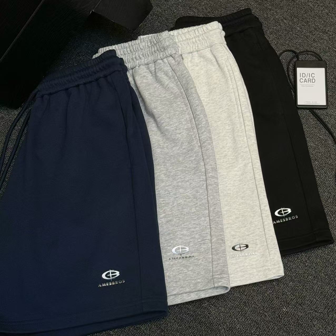 [N]黑灰蓝四色3Dlogo系带小字母简约时尚五分潮流洋气儿童短裤  