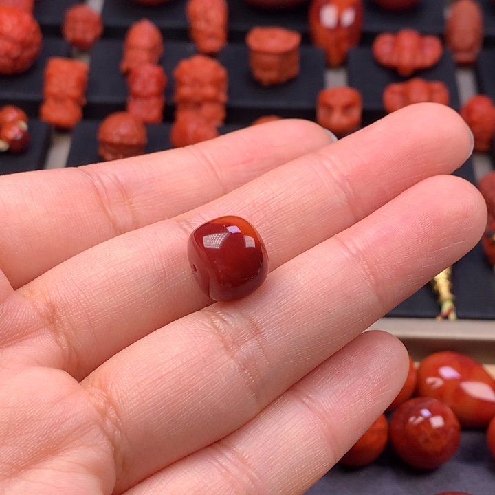 生***实南红玛瑙未镶嵌老型单珠12