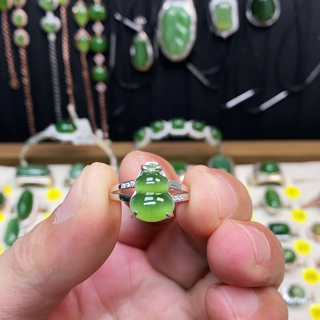 和田玉（碧玉）银S925镶嵌戒指