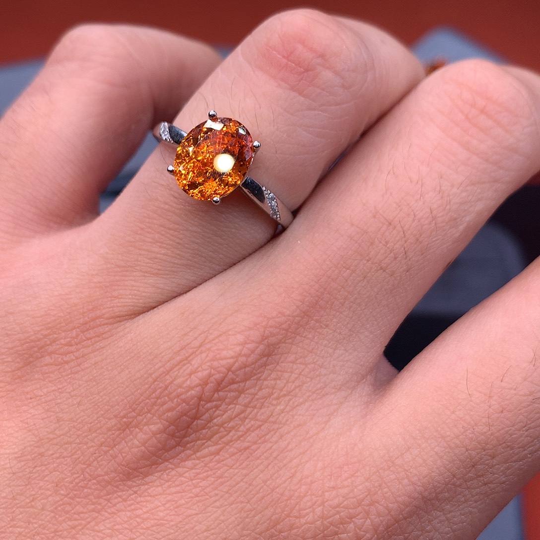 石榴石戒指银S925镶嵌