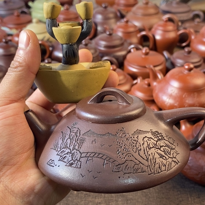 紫砂茶壶有*花宜兴紫砂壶