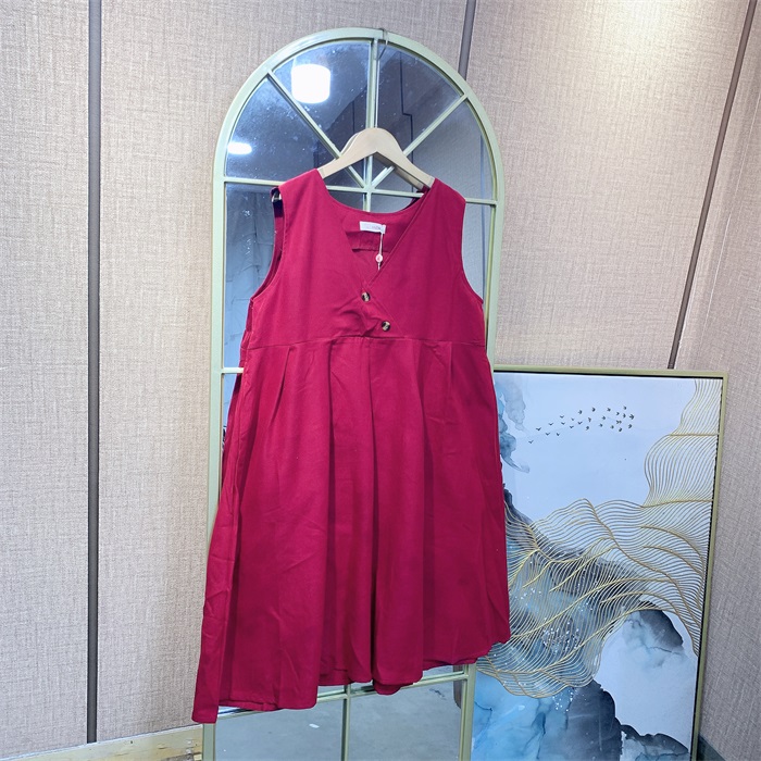 Z393红色孕妇裙子100-140