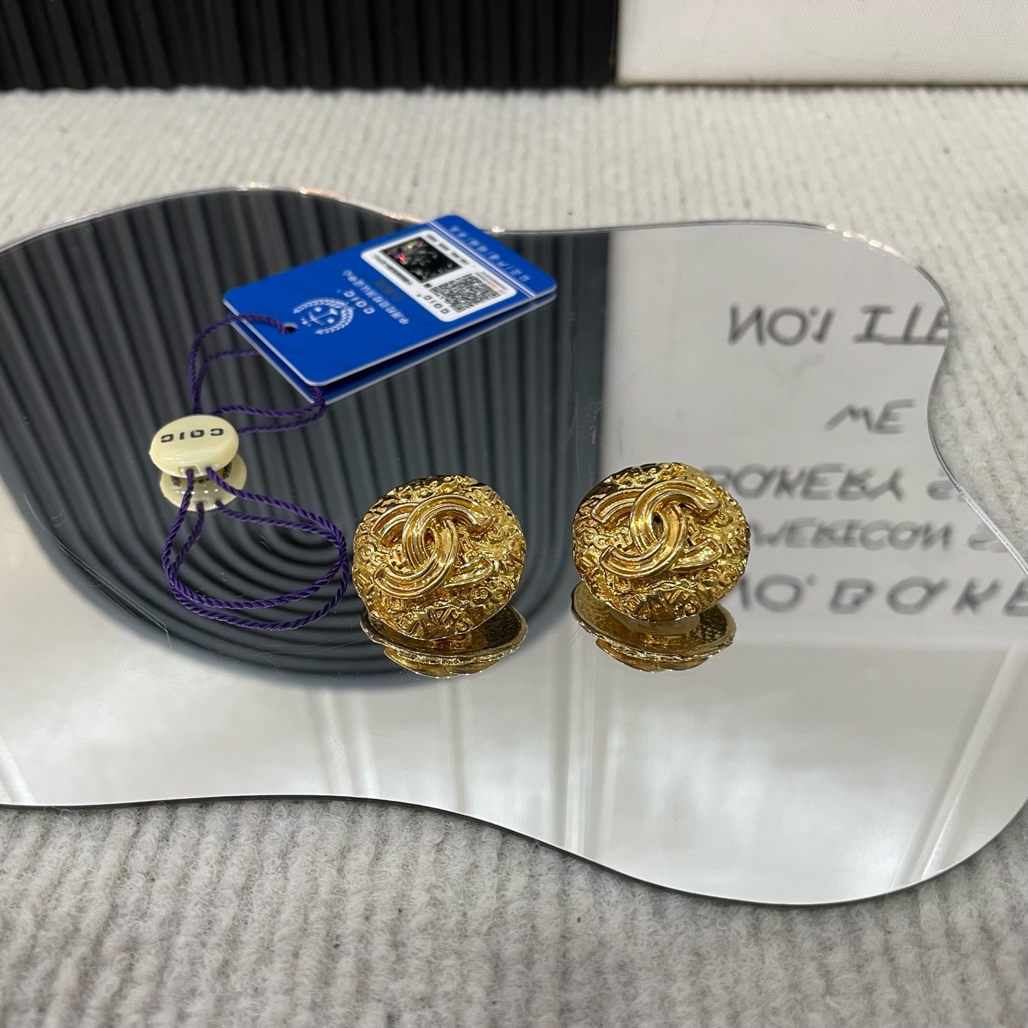 95新 Chanel/香奈儿 中古熔岩双C耳夹