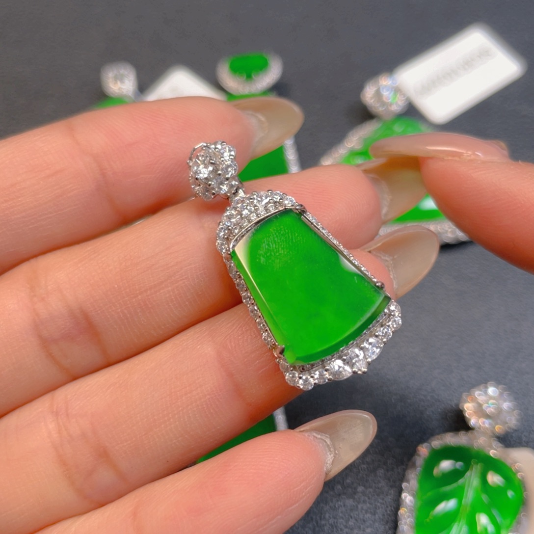 翡翠银S925镶嵌挂件