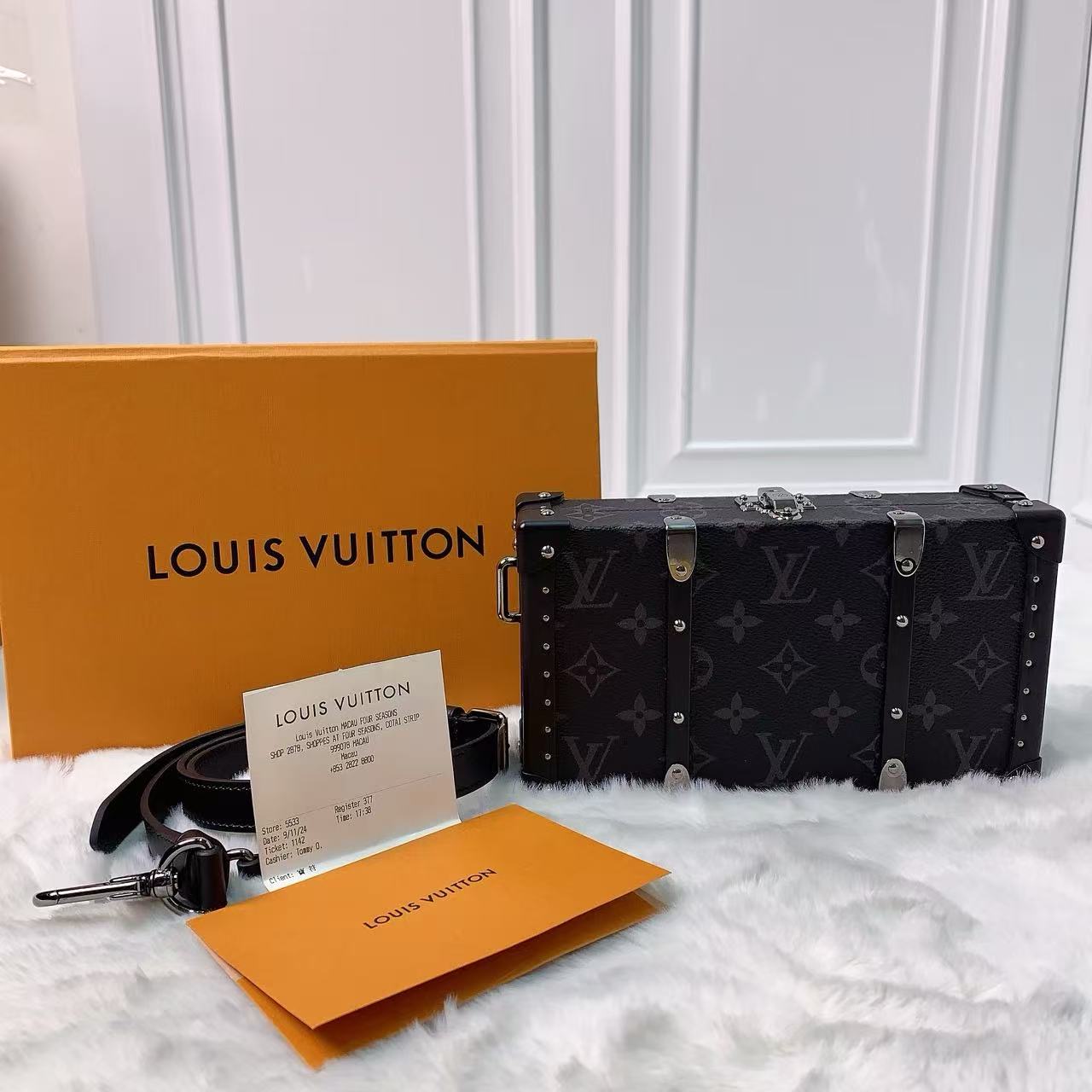 99新 LouisVuitton/路易威登 （铭）芯片款限定 黑色老花小硬盒