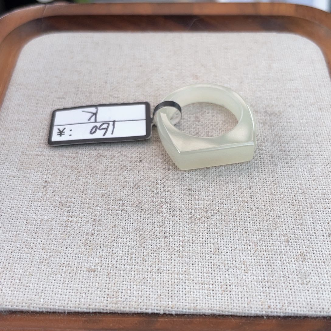 和田玉未镶嵌戒指U111透白马鞍17.2