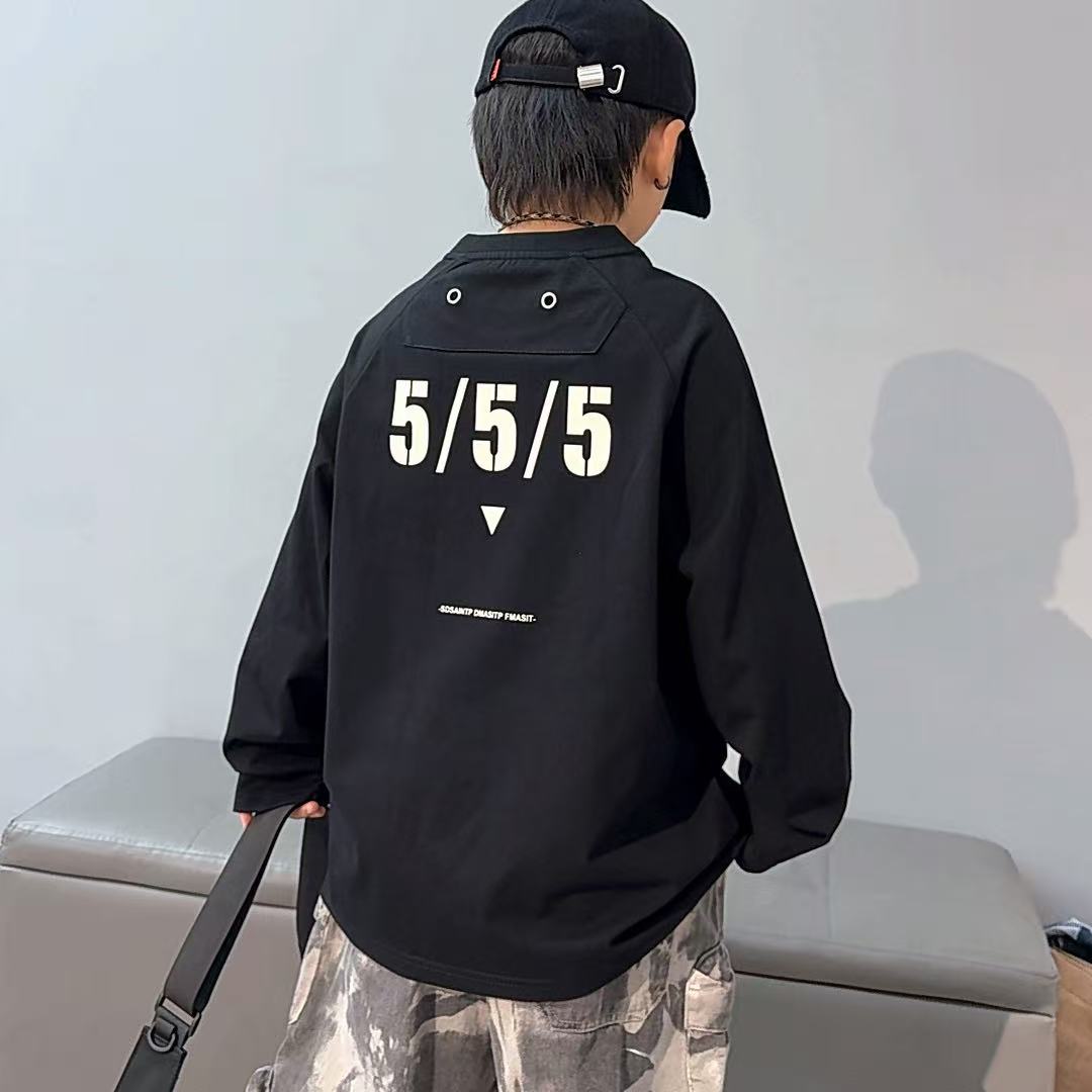 秋装儿童休闲上衣童装长袖男童百搭印花款圆领男童卫衣中大童