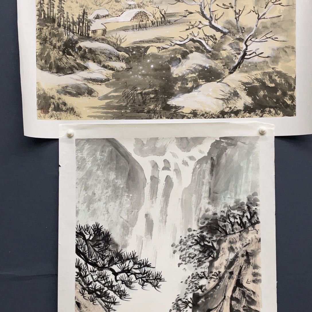 国画用****3李君美老师三尺对开山水