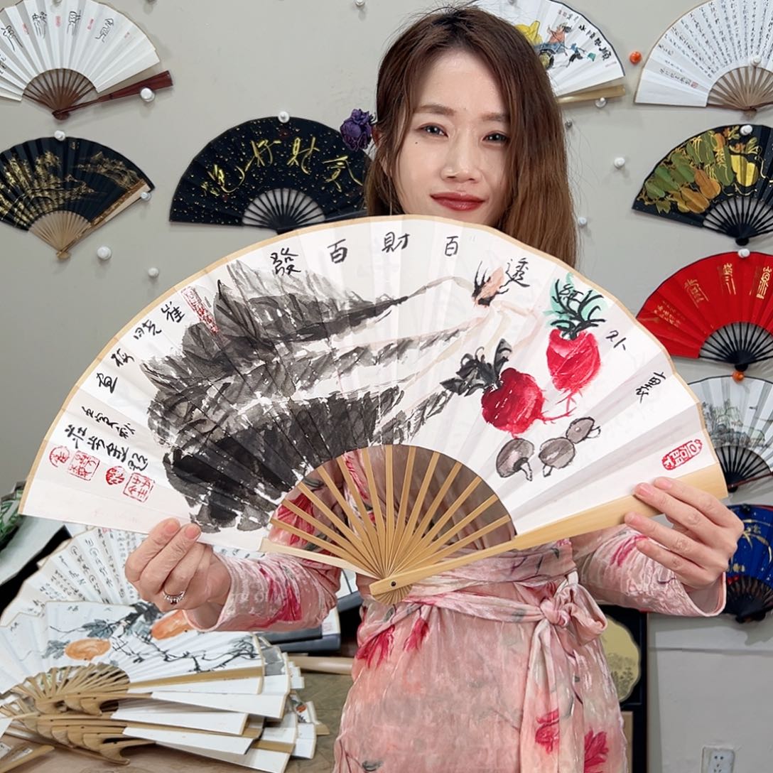 书法十寸玉竹-文玩扇-手写-粘好发出