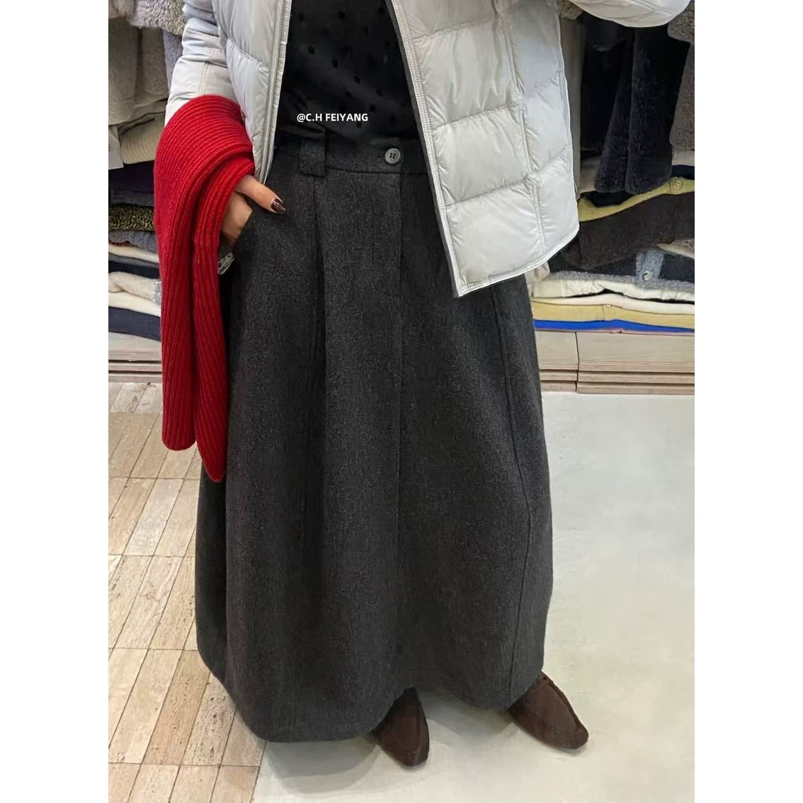 286超有份量呢子伞裙6681 