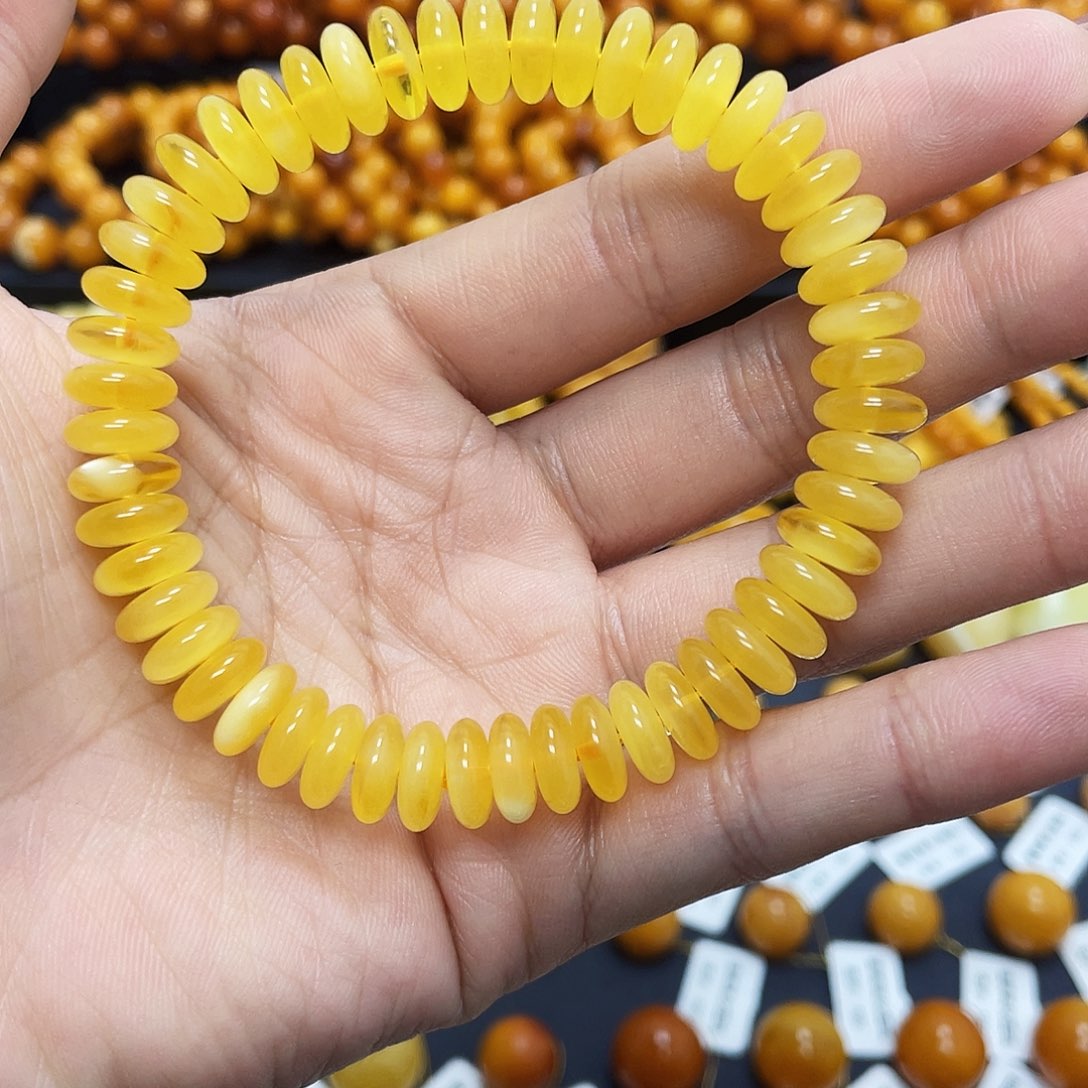 蜜蜡珠宝奇石未镶嵌9+mm药片手串