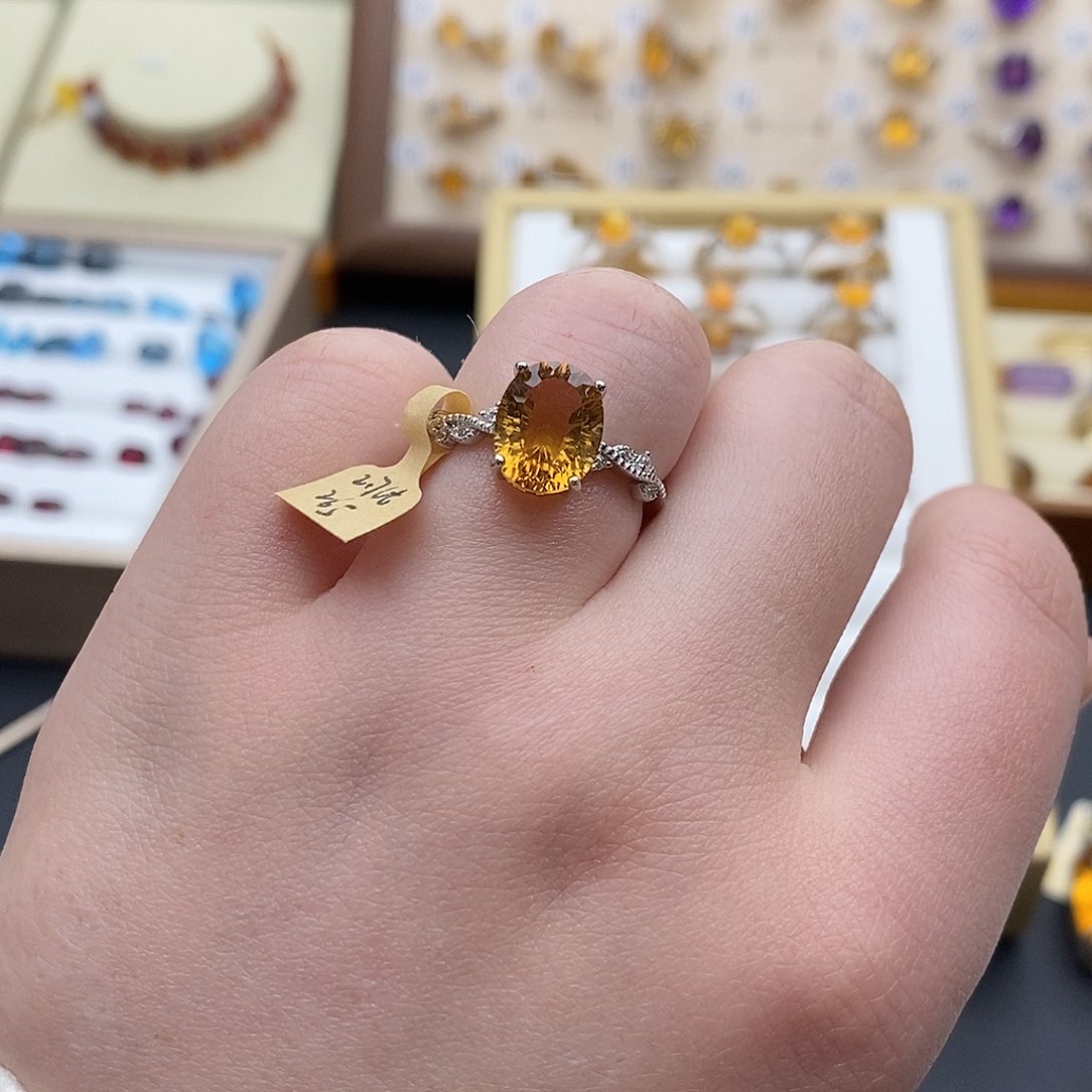 纯天然无优化黄水晶L银S925镶嵌黄晶朗****容