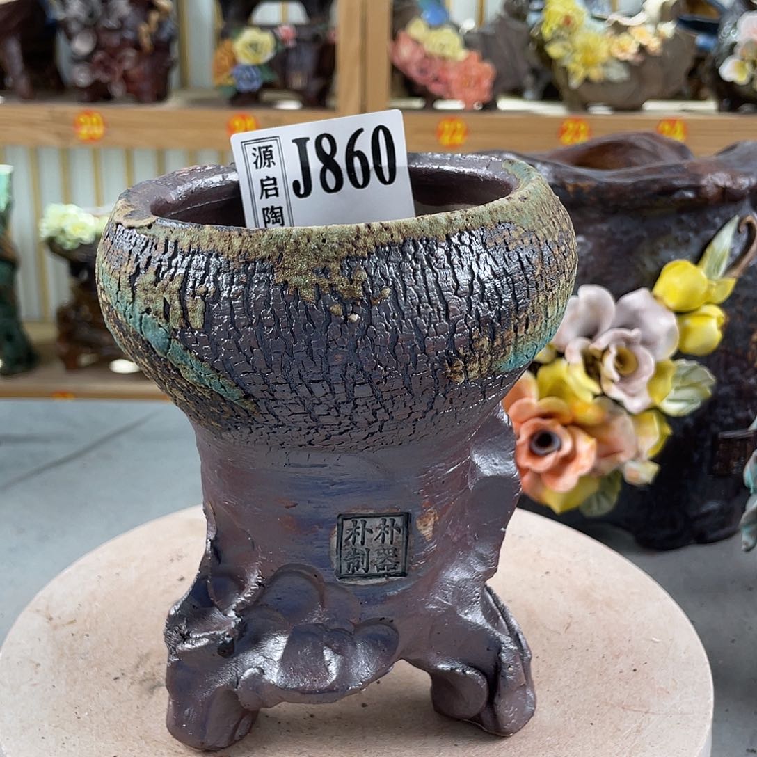 紫砂花盆景德镇手工陶瓷花盆860