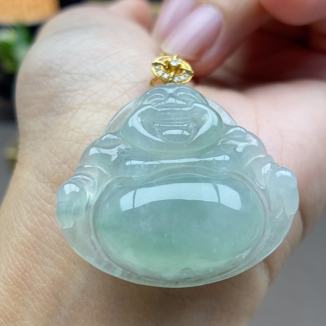 翡翠18K金镶嵌颈饰吊坠56