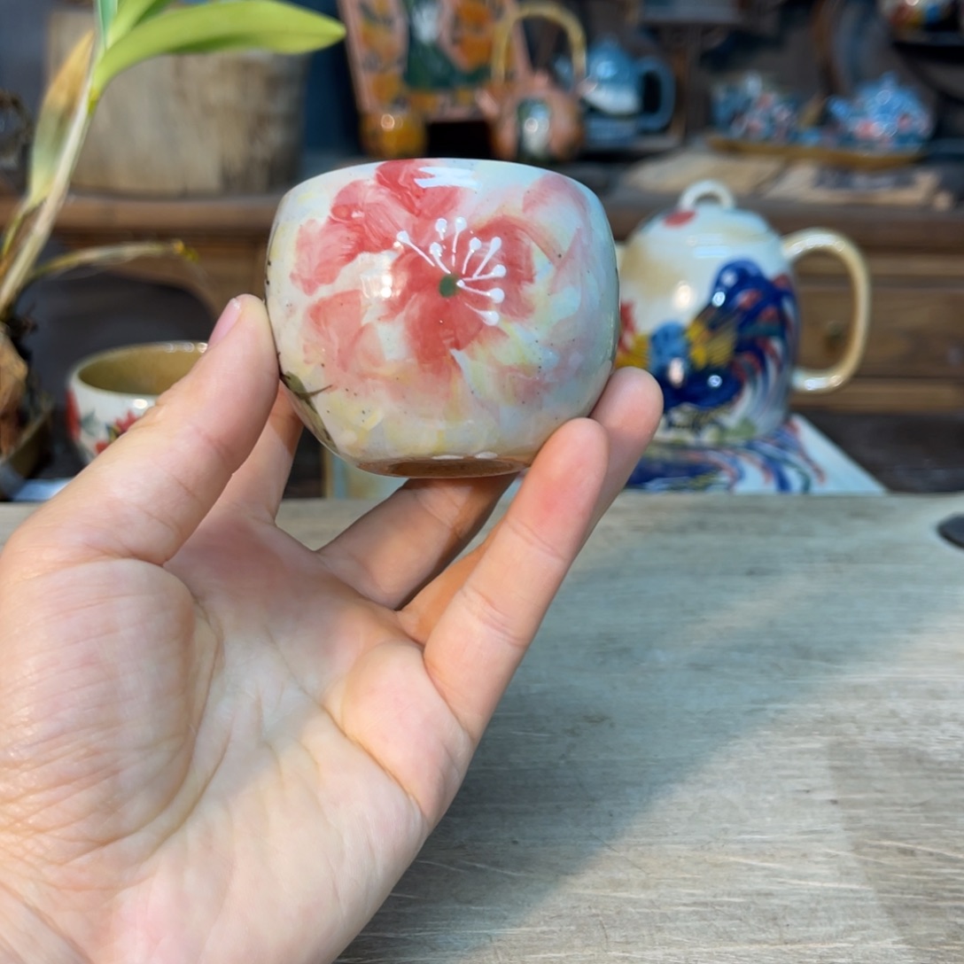 t***g壶素浅陶瓷手工手绘