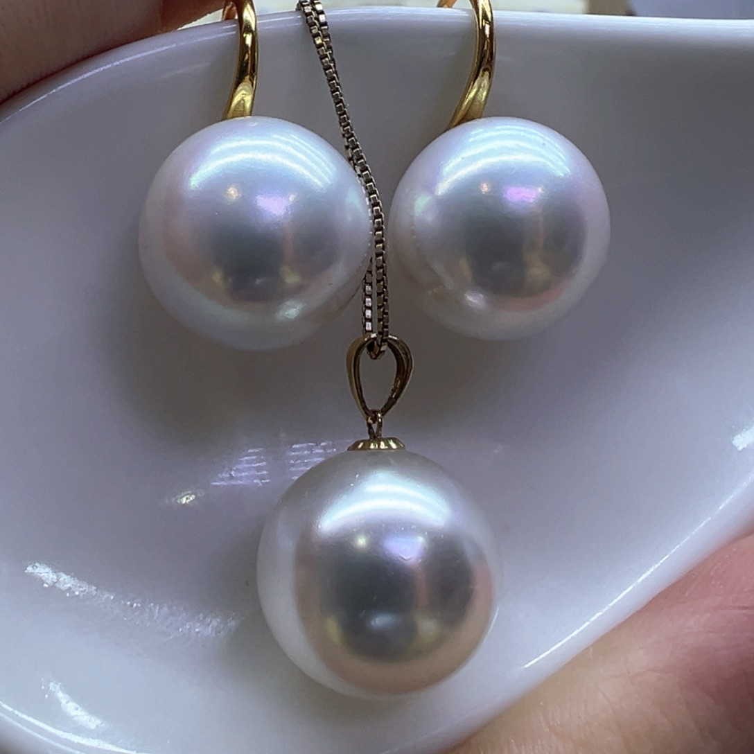 18K金镶嵌淡水珍珠耳饰