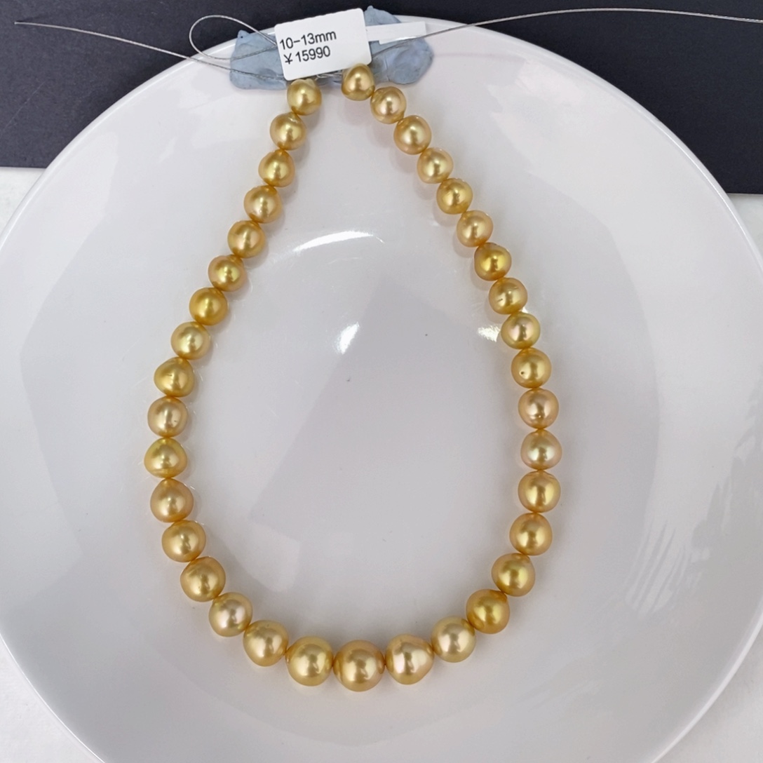 海水珍珠颈饰未镶嵌喵****o南洋金珠项链10-13玲